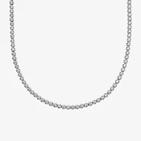 Mens White Diamond 10K White Gold 20 Inch Tennis Necklace