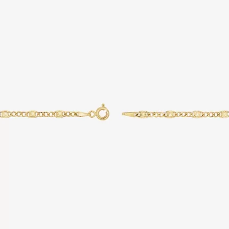 Womens 14K Gold 7.5 Inch Semisolid Figaro Chain Bracelet