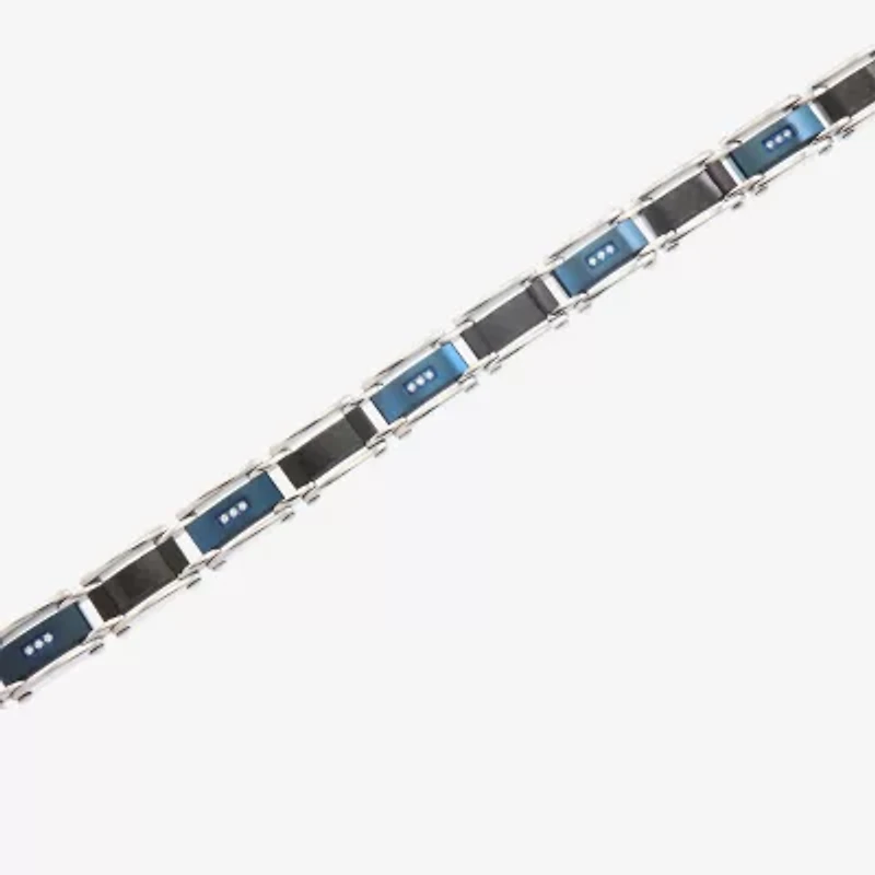 (H-I / I1) Mens Stainless Steel 8 1/2 Inch Link Bracelet