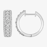 Diamonart Womens Cubic Zirconia Sterling Silver 17.1mm Hoop Earrings