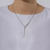 Diamonart Womens White Cubic Zirconia Sterling Silver 17 Inch Y Necklace