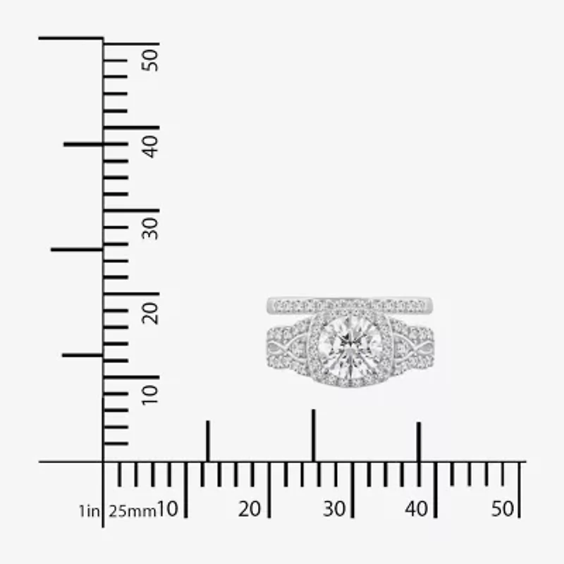 Diamonart Womens Cubic Zirconia Sterling Silver Bridal Set