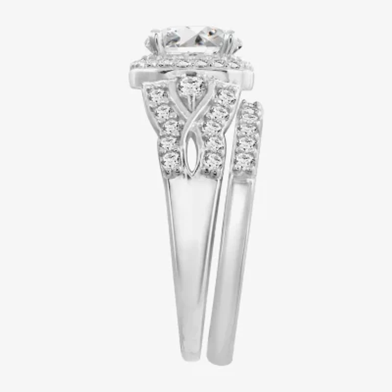 Diamonart Womens Cubic Zirconia Sterling Silver Bridal Set