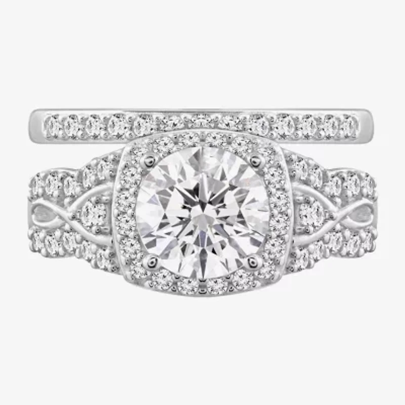 Diamonart Womens Cubic Zirconia Sterling Silver Bridal Set