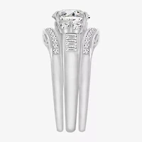 Diamonart Womens Cubic Zirconia Sterling Silver Bridal Set