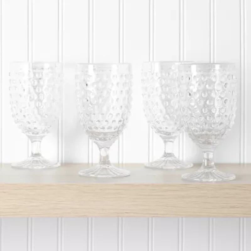Martha Stewart Chauncey  Hobnail 4-pc. Glass Goblet Set