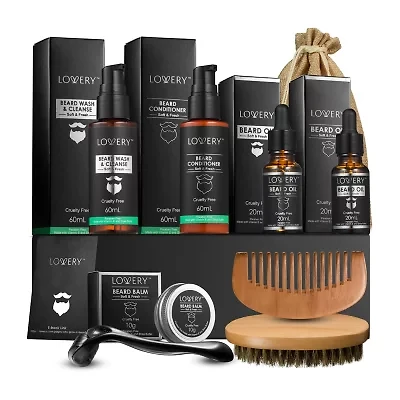 Lovery Men'S 12-Pc. Beard Grooming & Growth Kit Beard Trimming Gift Set