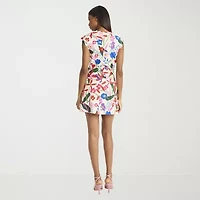 Clover And Sloane Womens Sleeveless Floral Fit + Flare Dress