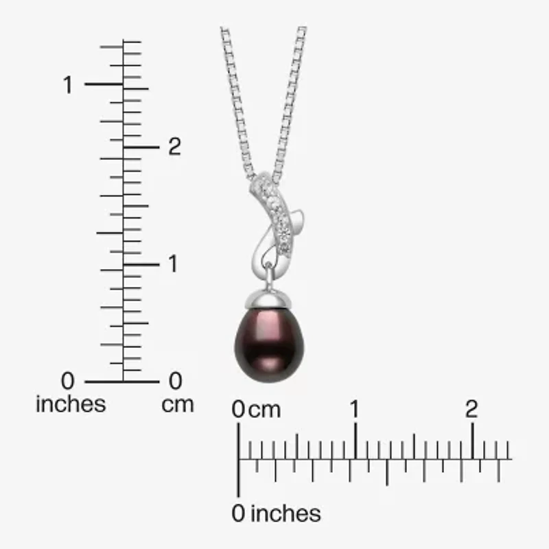 Limited Quantities! Womens Dyed Black Cultured Freshwater Pearl Sterling Silver 18 Inch Pendant Necklace