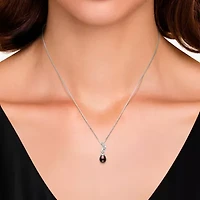Limited Quantities! Womens Dyed Black Cultured Freshwater Pearl Sterling Silver 18 Inch Pendant Necklace