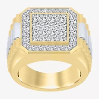 F, Si2 Mens 2 CT. T.W. Lab Grown White Diamond 14K Gold Over Silver Cocktail Ring