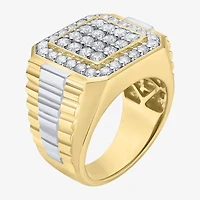 F, Si2 Mens 2 CT. T.W. Lab Grown White Diamond 14K Gold Over Silver Cocktail Ring