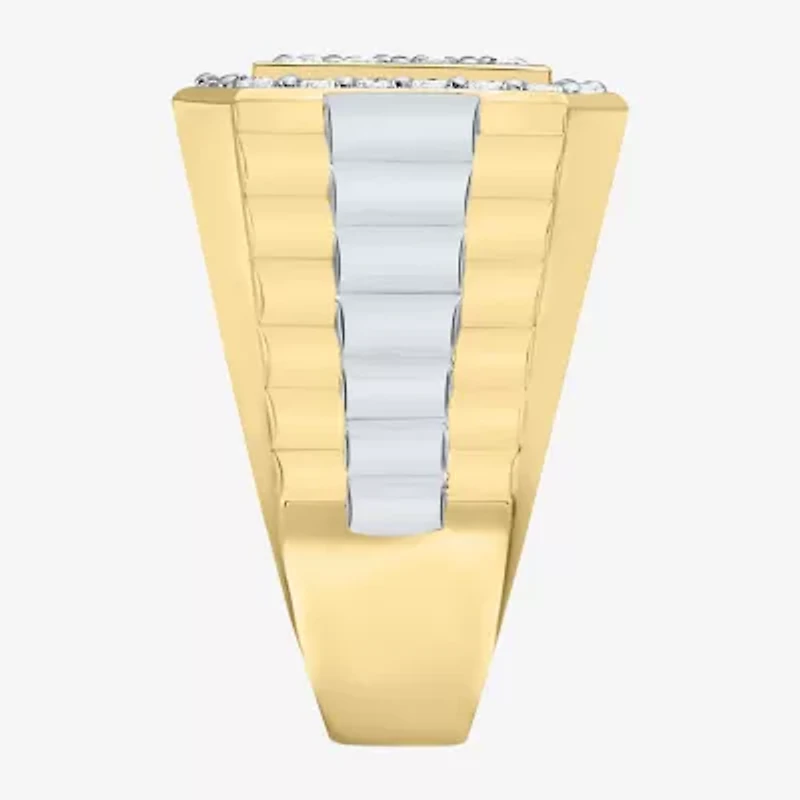 F, Si2 Mens 2 CT. T.W. Lab Grown White Diamond 14K Gold Over Silver Cocktail Ring