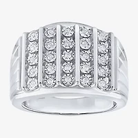 Ij, I2-I3 Mens 1/4 CT. T.W. Natural White Diamond Sterling Silver Cocktail Ring