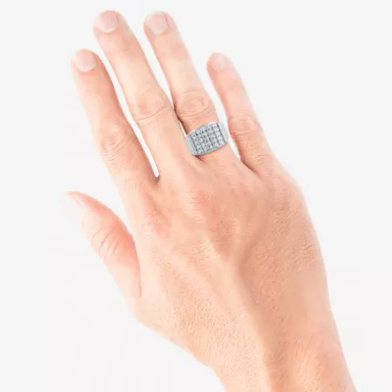 Ij, I2-I3 Mens 1/4 CT. T.W. Natural White Diamond Sterling Silver Cocktail Ring