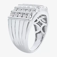 Ij, I2-I3 Mens 1/4 CT. T.W. Natural White Diamond Sterling Silver Cocktail Ring