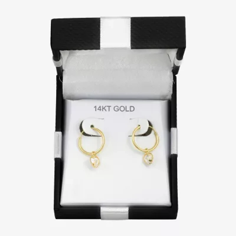 Womens White Cubic Zirconia 14K Gold Drop Earrings