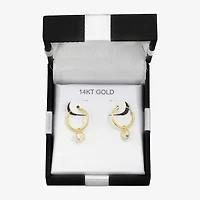 Womens White Cubic Zirconia 14K Gold Drop Earrings