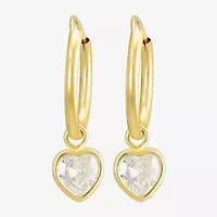 Womens White Cubic Zirconia 14K Gold Drop Earrings