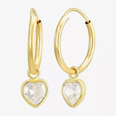 Womens White Cubic Zirconia 14K Gold Drop Earrings