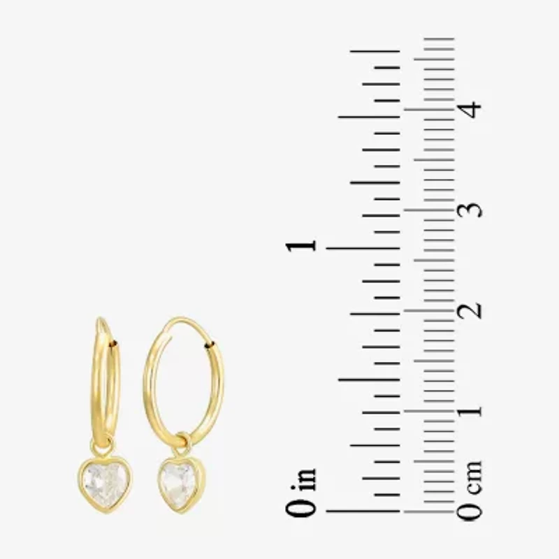 Womens White Cubic Zirconia 14K Gold Drop Earrings