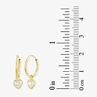 Womens White Cubic Zirconia 14K Gold Drop Earrings