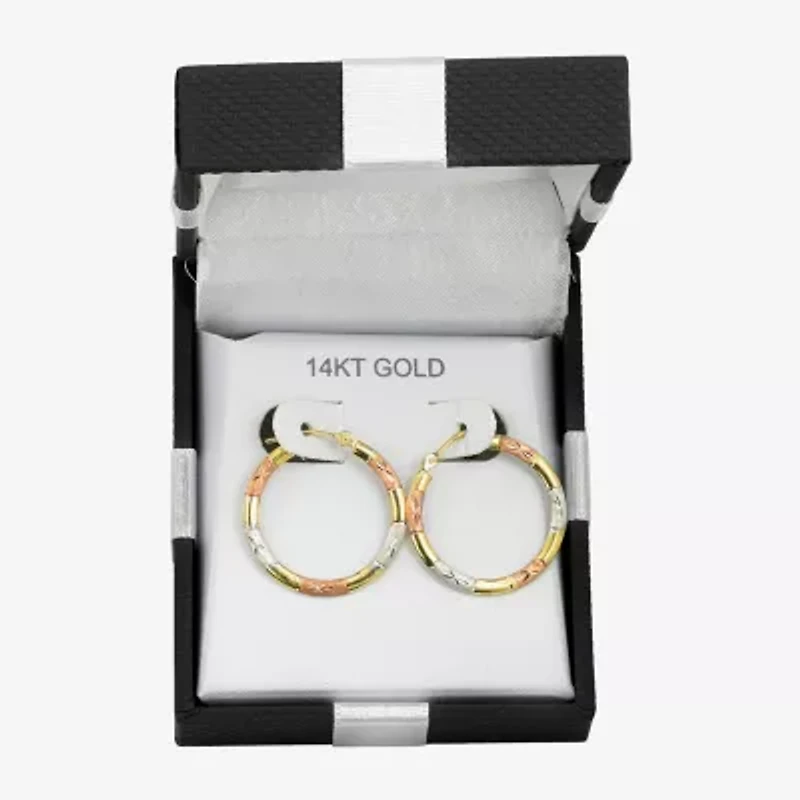 Womens 14K Tri-Color Gold 22mm Round Hoop Earrings