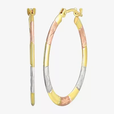 Womens 14K Tri-Color Gold 22mm Round Hoop Earrings