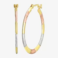 Womens 14K Tri-Color Gold 22mm Round Hoop Earrings