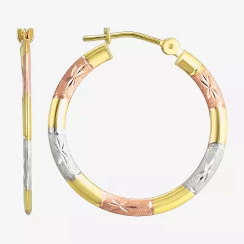 Womens 14K Tri-Color Gold 22mm Round Hoop Earrings