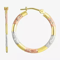 Womens 14K Tri-Color Gold 22mm Round Hoop Earrings