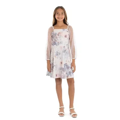 Speechless Big Kid Girls Long Sleeve Floral Skater Dress