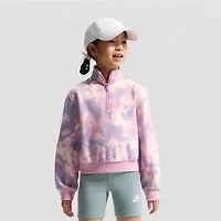 Nike Club Big Kid Girls Mock Neck Long Sleeve Fleece Active Quarter-Zip Pullover
