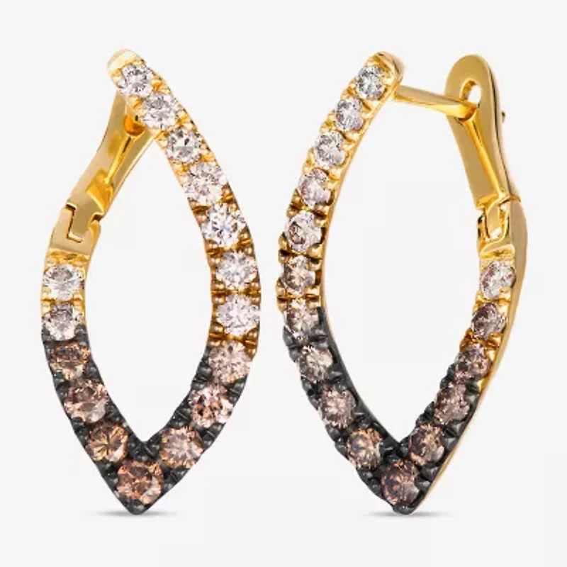 Levian Corp Le Vian Womens 7/8 CT. T.W. Natural Champagne Diamond 14K Gold Hoop Earrings