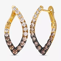 Levian Corp Le Vian Womens 7/8 CT. T.W. Natural Champagne Diamond 14K Gold Hoop Earrings