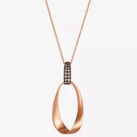 Levian Corp Le Vian Womens 1/6 CT. T.W. Natural Champagne Diamond 14K Gold Oval Pendant Necklace