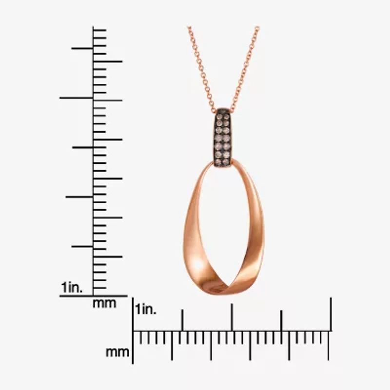 Levian Corp Le Vian Womens 1/6 CT. T.W. Natural Champagne Diamond 14K Gold Oval Pendant Necklace