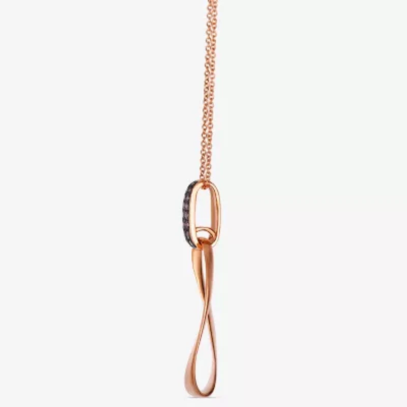 Levian Corp Le Vian Womens 1/6 CT. T.W. Natural Champagne Diamond 14K Gold Oval Pendant Necklace