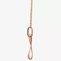 Levian Corp Le Vian Womens 1/6 CT. T.W. Natural Champagne Diamond 14K Gold Oval Pendant Necklace