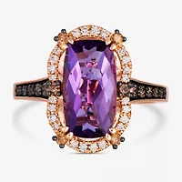 Levian Corp Le Vian Womens 3/8 CT. T.W. Genuine Purple Amethyst 14K Rose Gold Oval Side Stone Cocktail Ring
