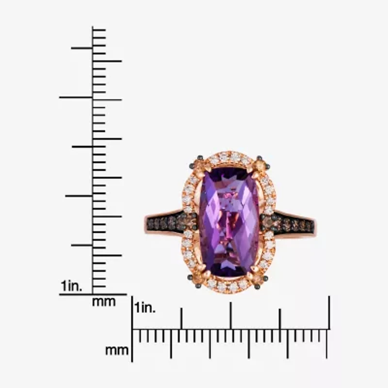 Levian Corp Le Vian Womens 3/8 CT. T.W. Genuine Purple Amethyst 14K Rose Gold Oval Side Stone Cocktail Ring
