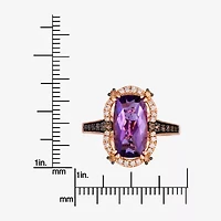 Levian Corp Le Vian Womens 3/8 CT. T.W. Genuine Purple Amethyst 14K Rose Gold Oval Side Stone Cocktail Ring