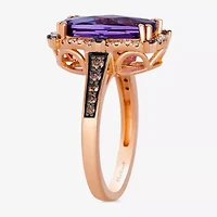 Levian Corp Le Vian Womens 3/8 CT. T.W. Genuine Purple Amethyst 14K Rose Gold Oval Side Stone Cocktail Ring