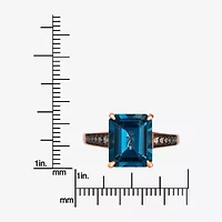Levian Corp Le Vian Womens 1/8 CT. T.W. Genuine Blue Topaz 14K Rose Gold Side Stone Cocktail Ring