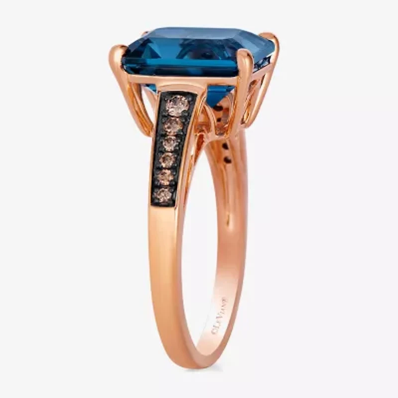 Levian Corp Le Vian Womens 1/8 CT. T.W. Genuine Blue Topaz 14K Rose Gold Side Stone Cocktail Ring