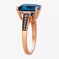 Levian Corp Le Vian Womens 1/8 CT. T.W. Genuine Blue Topaz 14K Rose Gold Side Stone Cocktail Ring