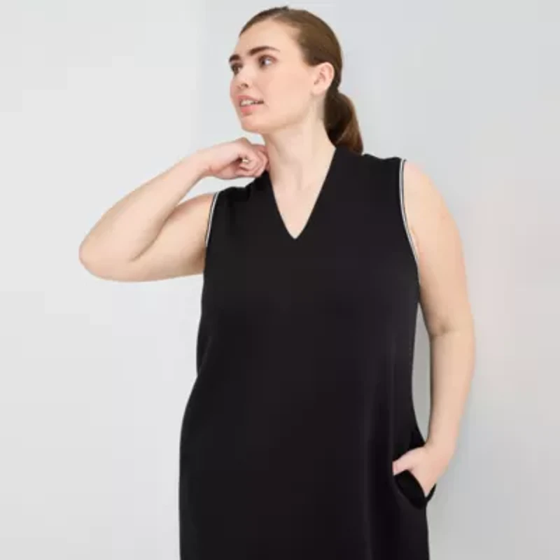 Stylus Womens Plus Sleeveless A-Line Dress