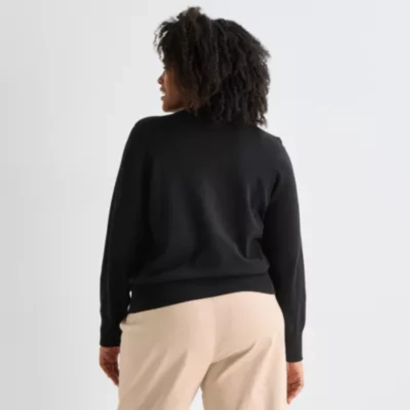 Liz Claiborne Womens V Neck Long Sleeve Button Cardigan