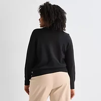 Liz Claiborne Womens V Neck Long Sleeve Button Cardigan