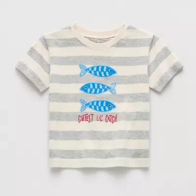 Okie Dokie Baby Boys Round Neck Short Sleeve Regular Fit Graphic T-Shirt